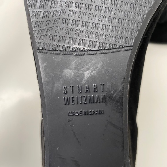 Stuart Weitzman Quilty Black Suede Quilted Bow Wedge Heels Luxury Shoes Size 11N - Picture 8 of 11